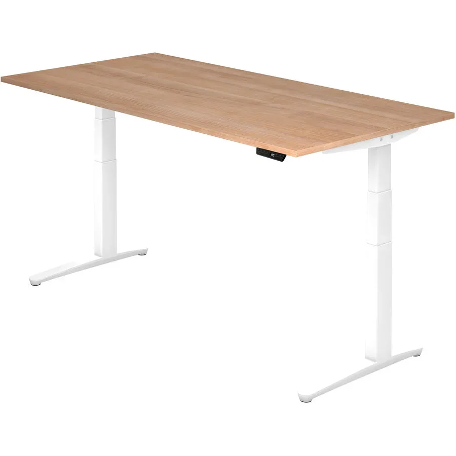 Schreibtisch Office Weiss Holz 200 cm - Farbe: Nussbaum/weiss - Material: Holzwerkstoff - Schreibtisch