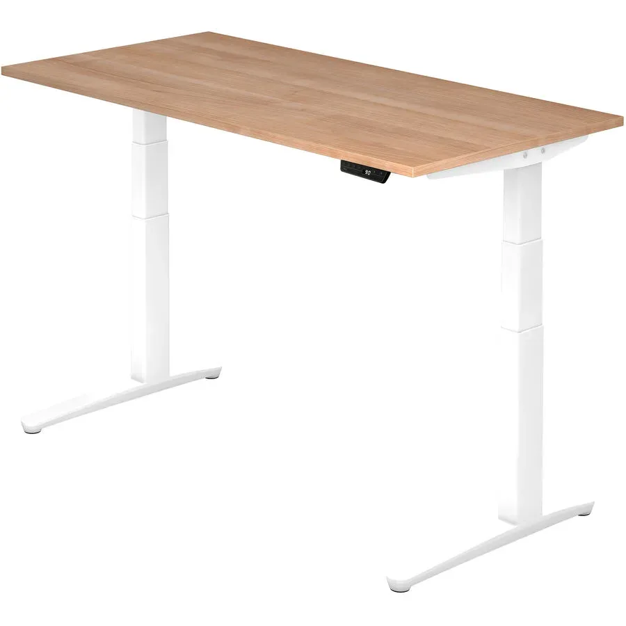 Schreibtisch Office Weiss Holz 160 cm - Farbe: Nussbaum/weiss - Material: Holzwerkstoff - Schreibtisch