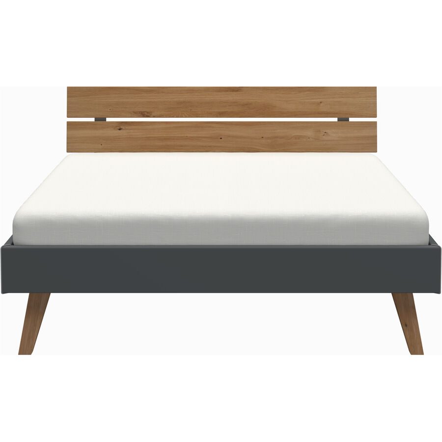 Modular Bett Livorno Grau Holz 160 x 200 cm - Farbe: dunkelgrau - Material: Wildeiche/Holzwerkstoff - Bett