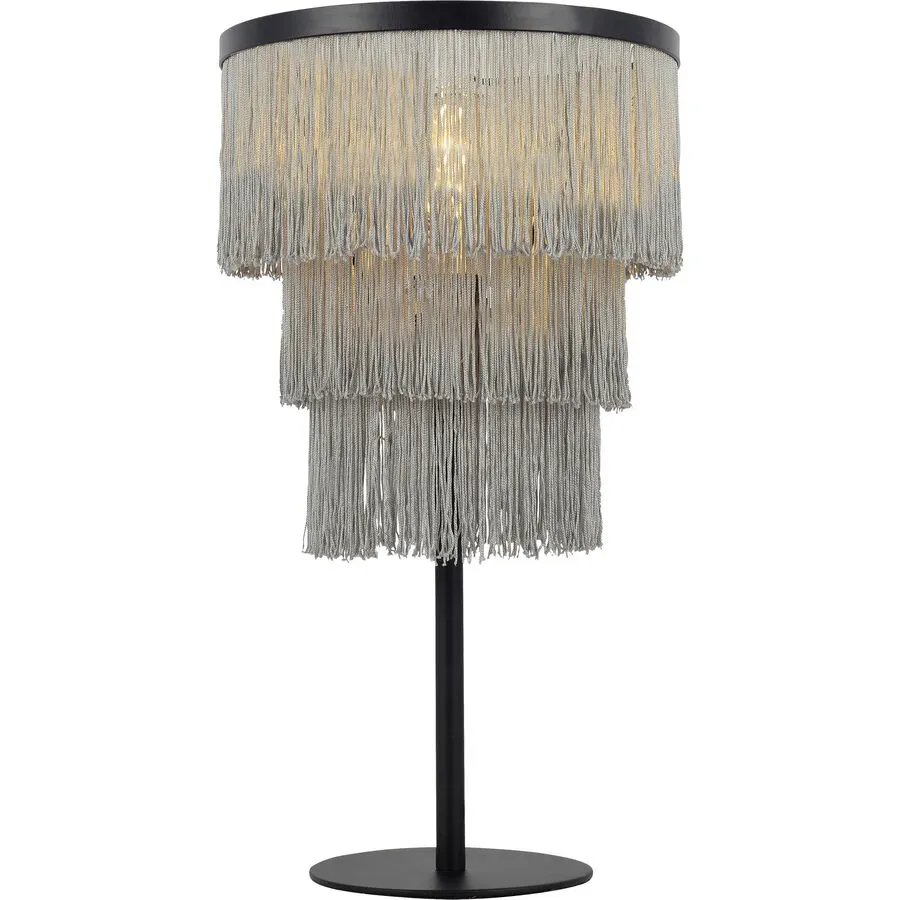Tischlampe Charente Grau/Schwarz Metall 25 cm 45 cm - Farbe: Grau, Schwarz - Tischlampe