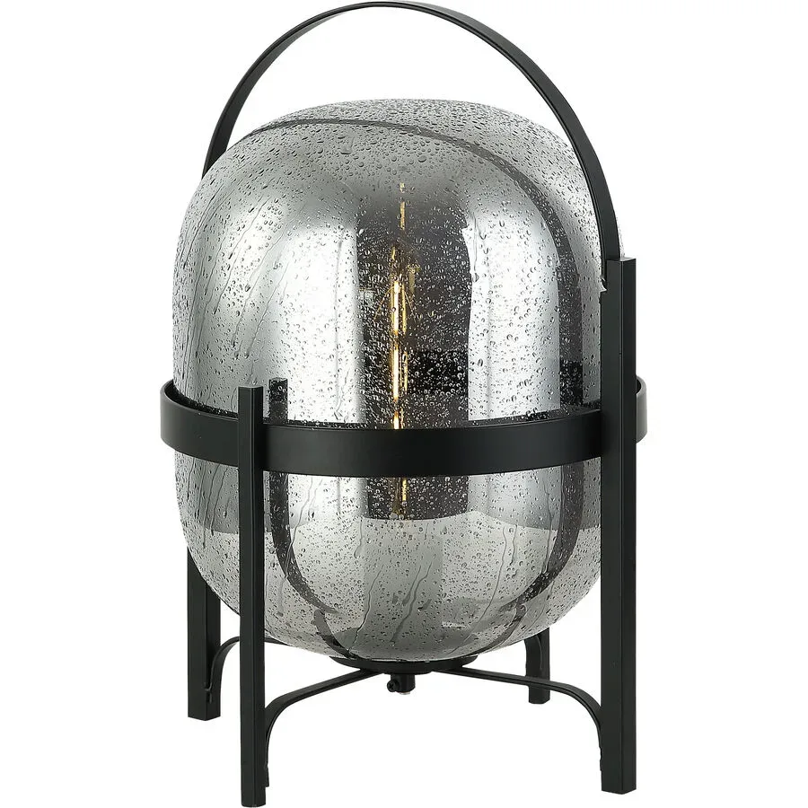 Tischlampe Gavia Grau Glas 29 cm 41 cm - Farbe: rauchgrau - Tischlampe