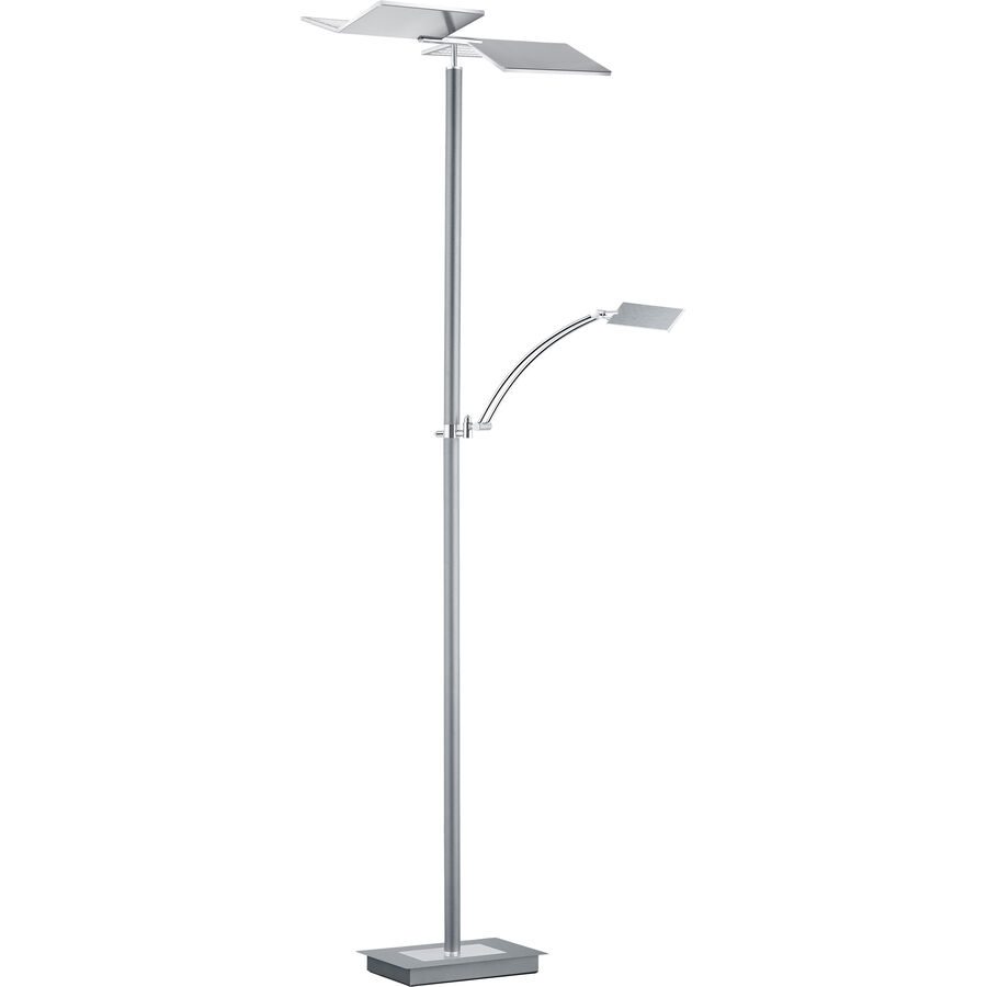 Stehlampe Kamira Grau/Silber Metall 182 cm - Farbe: Nickel matt/Chrom abgesetzt - LED - Lichtfarbe: Warmweiss - Kaltes Tagesweiss - Stehlampe- LED