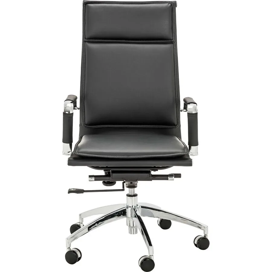 Bürostuhl Laelia Schwarz Leder/Aluminium 66 cm 115 cm - Material: Textilleder - Bürostuhl