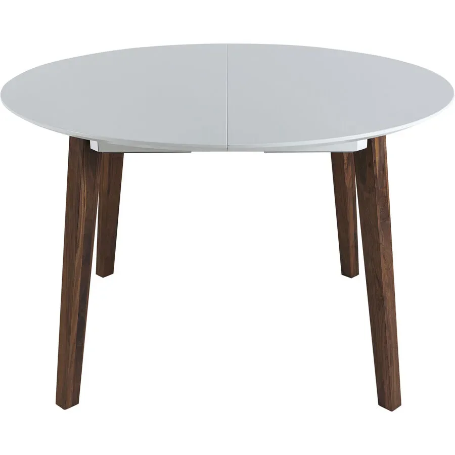 Esstisch rund Cora Weiss Holz 120 cm Ausziehbar - Farbe: weiss matt/Nussbaum - Material: Holzwerkstoff - Esstisch rund