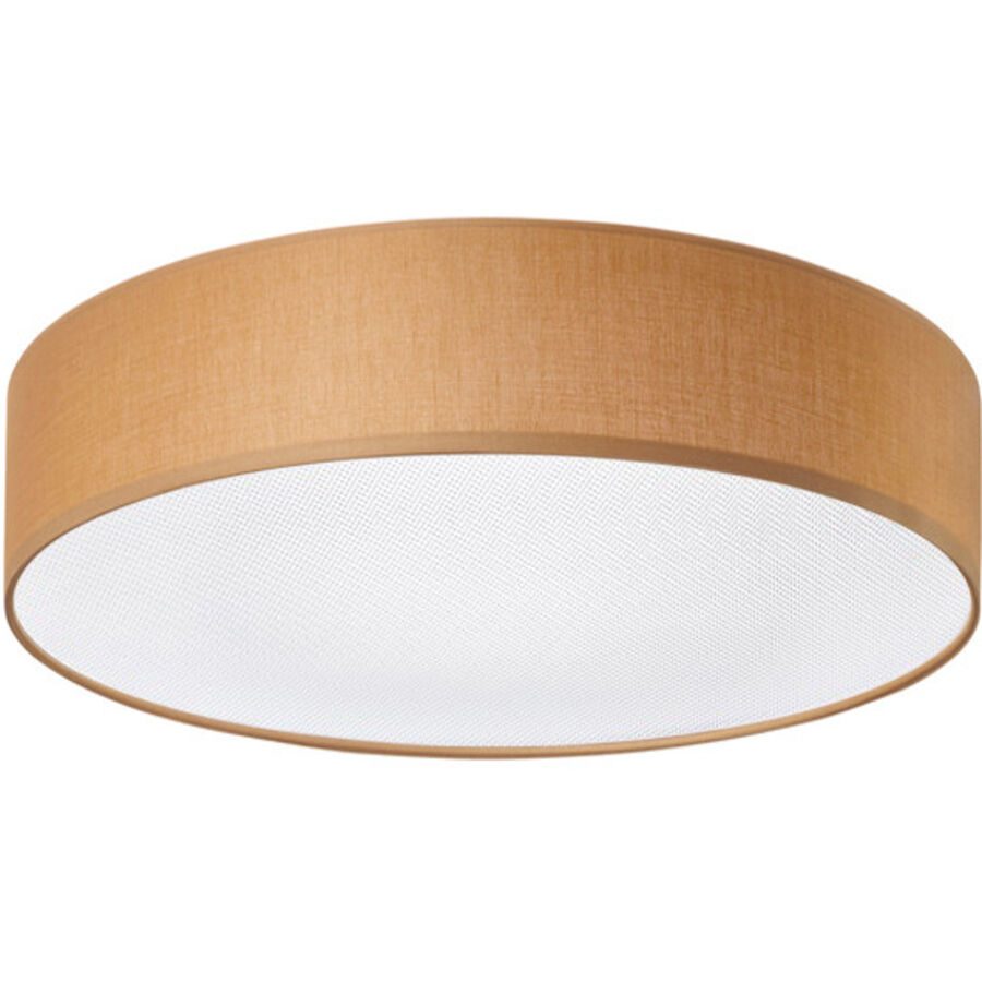 Deckenlampe Noah Braun Metall/Stoff 60 cm 16 cm - LED - Lichtfarbe: Neutralweiss - Material: Metall/ Stoff - Deckenlampe- LED Energiesparlampe