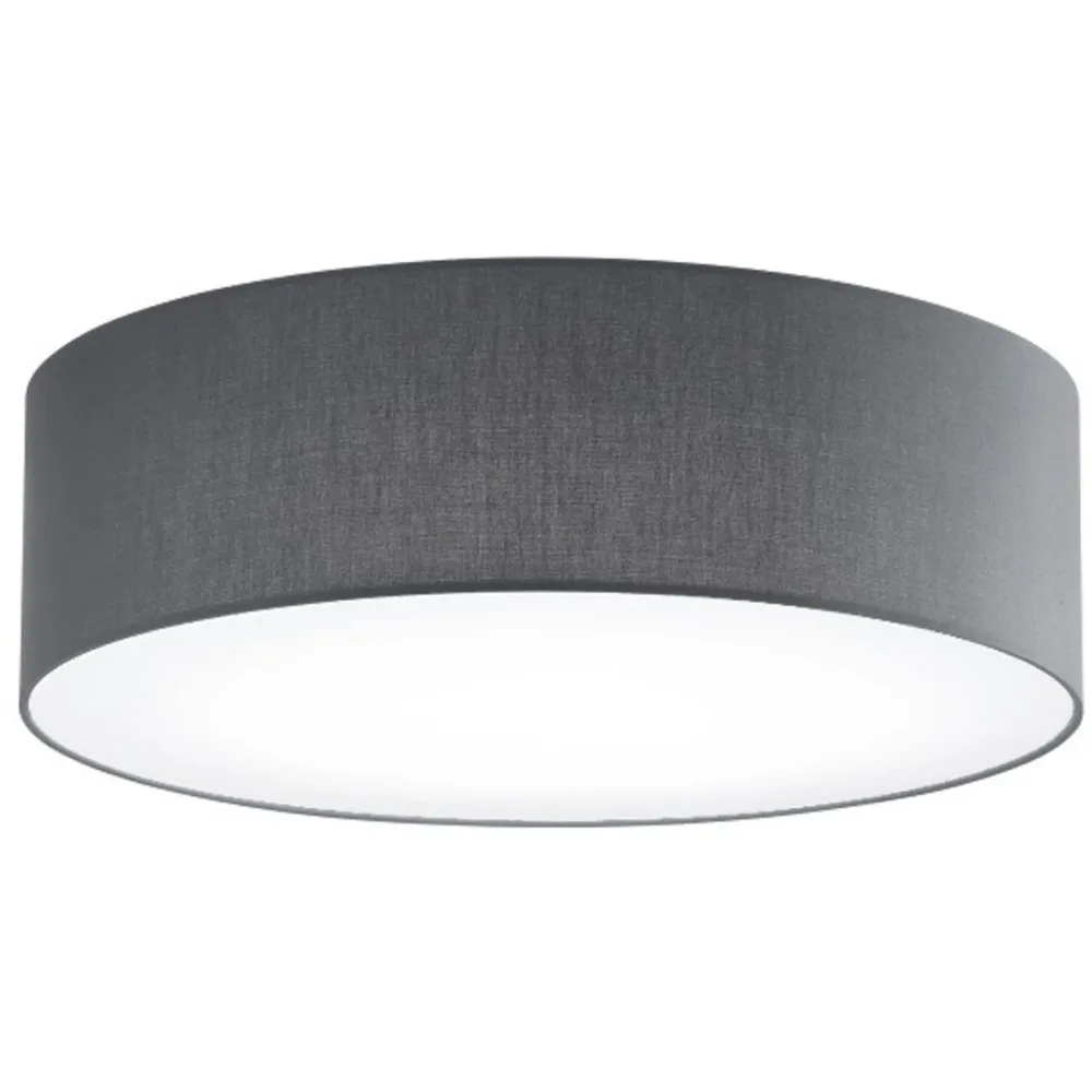 Deckenlampe Noah Grau Metall/Stoff 50 cm 16 cm - Farbe: anthrazit - LED - Lichtfarbe: Warmweiss - Material: Metall/ Stoff - Deckenlampe- LED