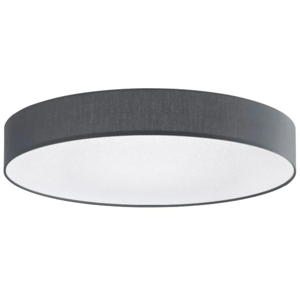 Deckenlampe Noad Grau Metall/Stoff 60 cm 10 cm - Farbe: anthrazit - LED - Lichtfarbe: Neutralweiss - Material: Metall/ Stoff - Deckenlampe- LED