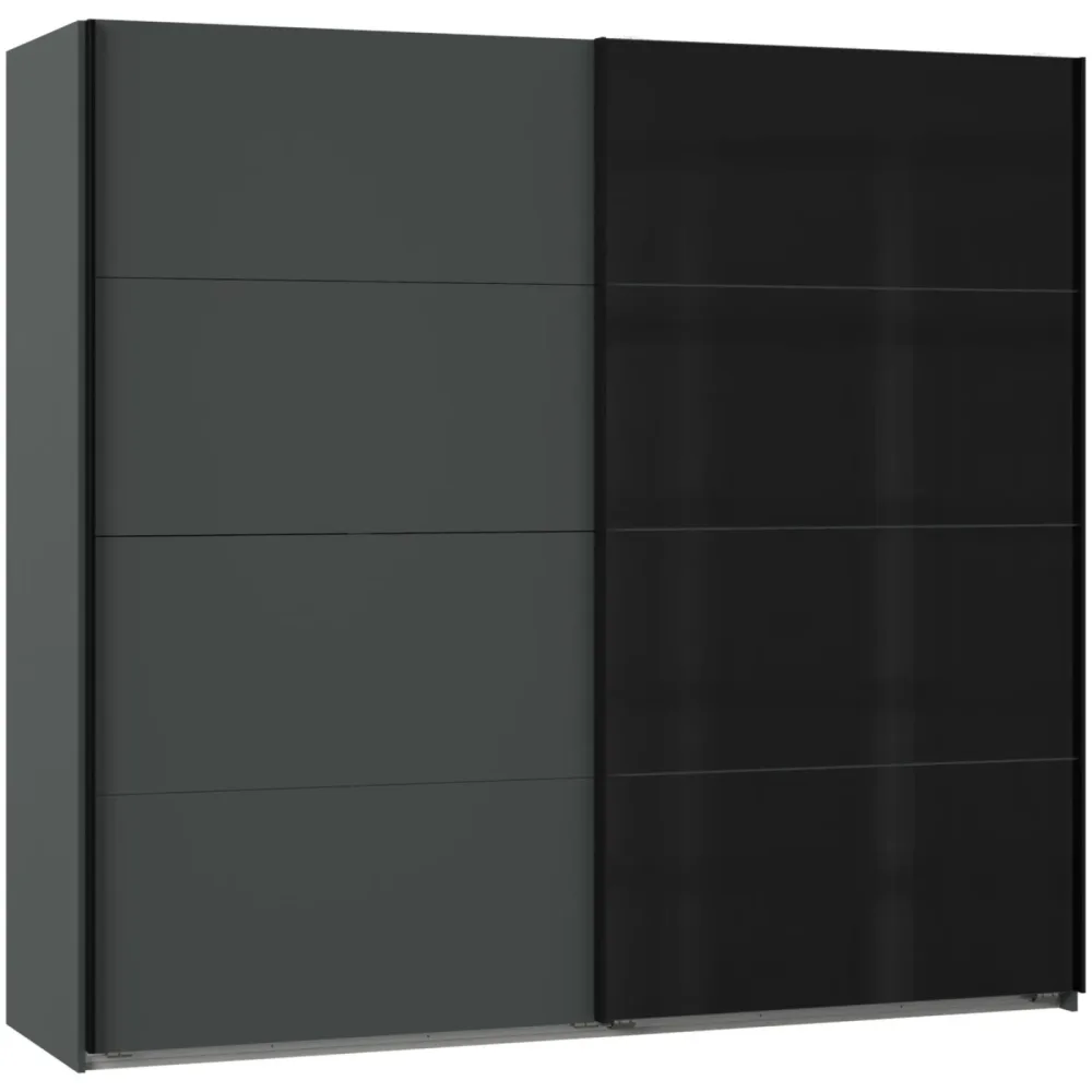 Kleiderschrank Litza Schwarz Holz 225 cm 65 cm 210 cm - Farbe: Schwarz glanz - Material: Holzwerkstoff - Kleiderschrank