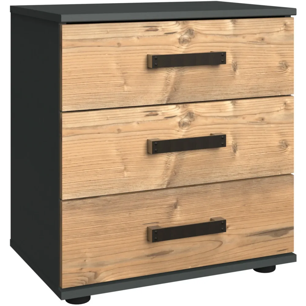 Nachttisch Jasmin Weiss/Grau Holz 52 cm - Farbe: Weisstanne Dekor, Graphit - Material: Holzwerkstoff - Nachttisch