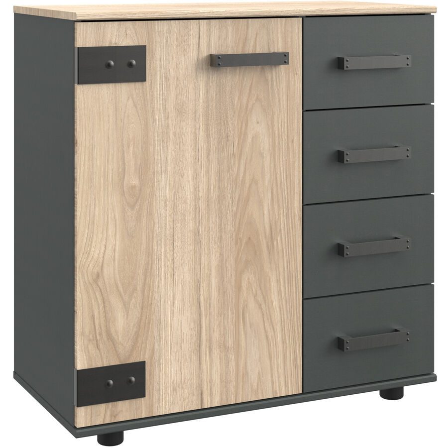 Kommode Malma Weiss Holz 81 cm 41 cm - Farbe: Weisstanne Dekor - Material: Holzwerkstoff - Kommode