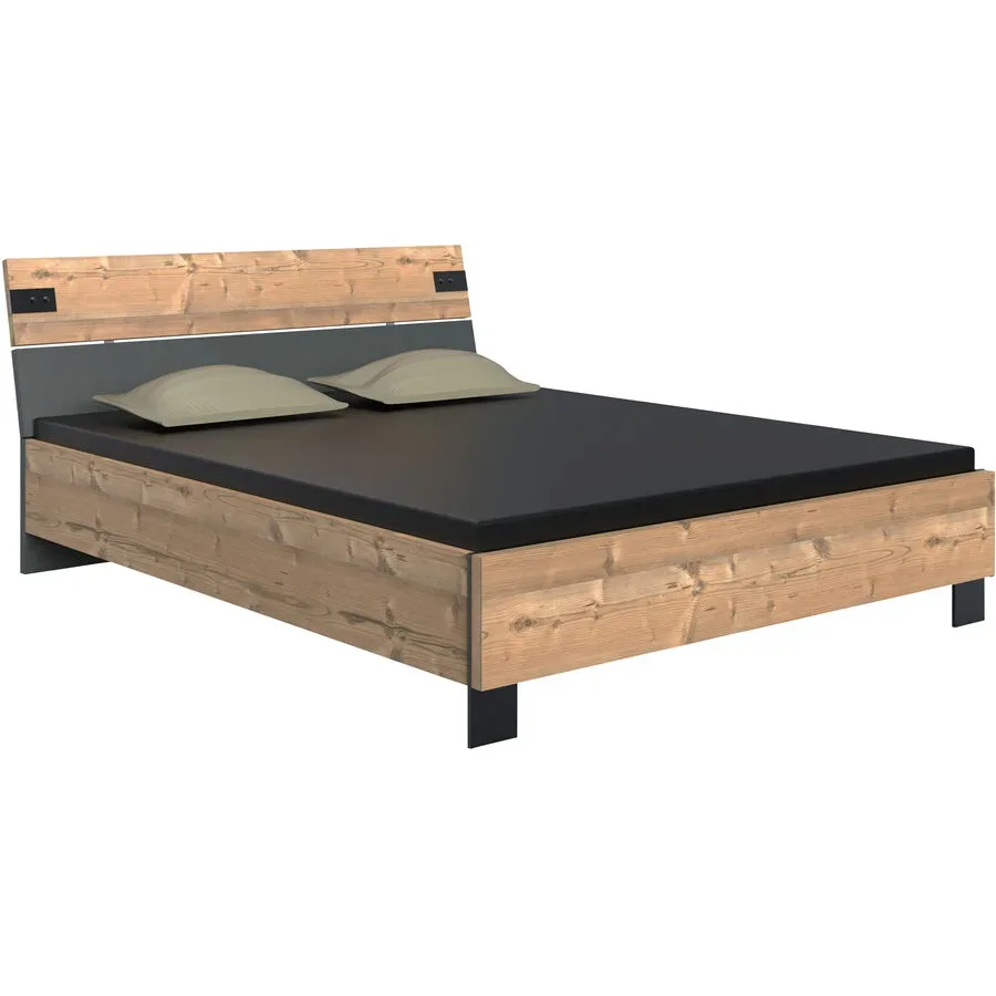 Bett Malma Braun Holz 180 x 200 cm Höhenverstellbar (manuell) - Farbe: Weisstanne - Material: Holzwerkstoff - Bett