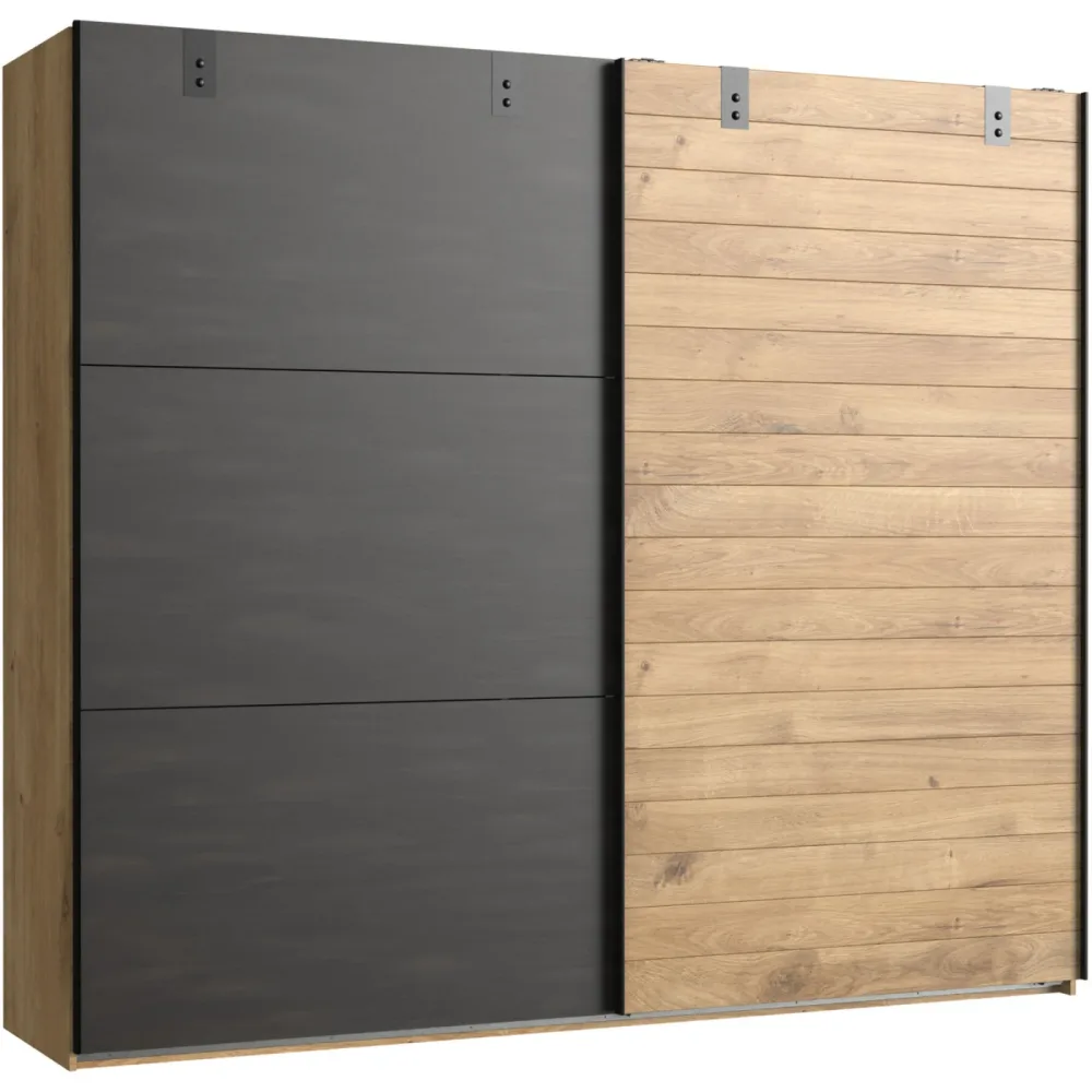 Kleiderschrank Demian Braun Holz 200 cm 65 cm 218 cm - Farbe: Eiche Dekor - Material: Holzwerkstoff - Kleiderschrank