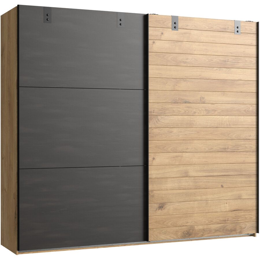 Kleiderschrank Demian Braun Holz 300 cm 65 cm 218 cm - Farbe: Eiche Dekor - Material: Holzwerkstoff - Kleiderschrank