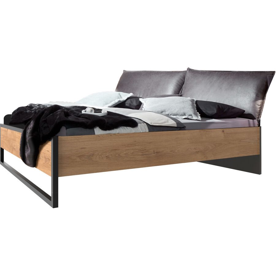 Bett Demian Braun Holz 180 x 200 cm Höhenverstellbar (manuell) - Farbe: eiche - Material: Holzwerkstoff - Bett