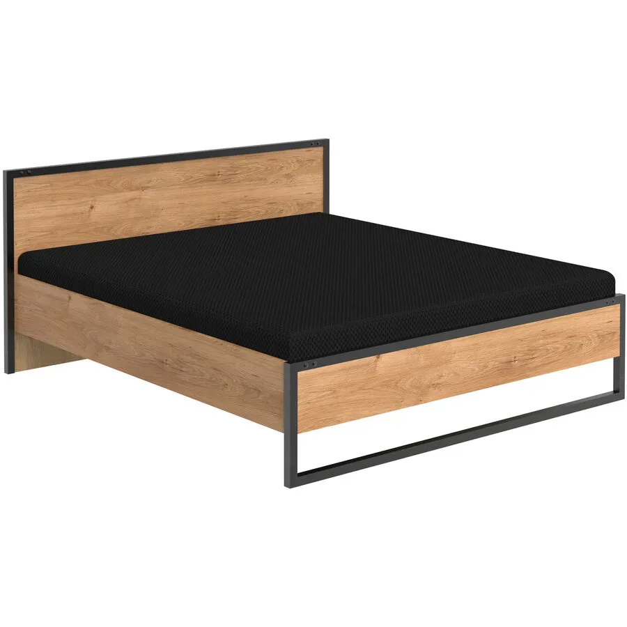 Bett Demian Braun Holz 180 x 200 cm Höhenverstellbar (manuell) - Farbe: eiche - Material: Holzwerkstoff - Bett
