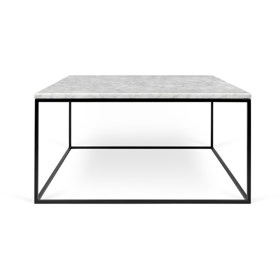 Salontisch Nissa Weiss/Schwarz Stein/Metall 75 cm - Farbe: weiss, schwarz - Material: Marmor/Metall - Salontisch