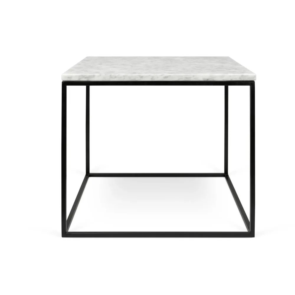 Salontisch Nissa Schwarz/Weiss Metall/Stein 50 cm - Farbe: schwarz, weiss - Material: Marmor/Metall - Salontisch