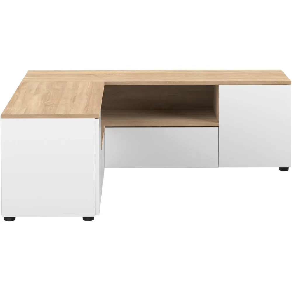 TV-Möbel Meduris Braun/Weiss Holz 130 cm 46 cm 40 cm - Farbe: Eiche Dekor/weiss - Material: Holzwerkstoff - TV-Möbel