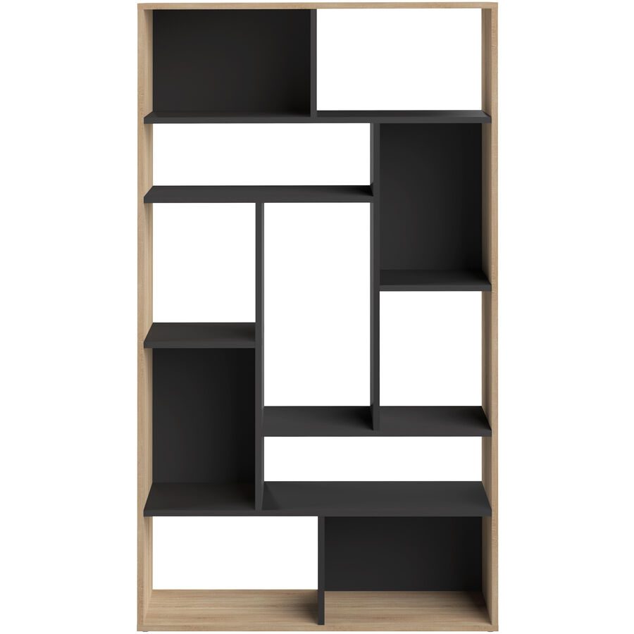 Regal Eber Braun/Schwarz Holz 90.8 cm 162.8 cm - Farbe: Eiche Dekor, Schwarz - Material: Holzwerkstoff - Regal
