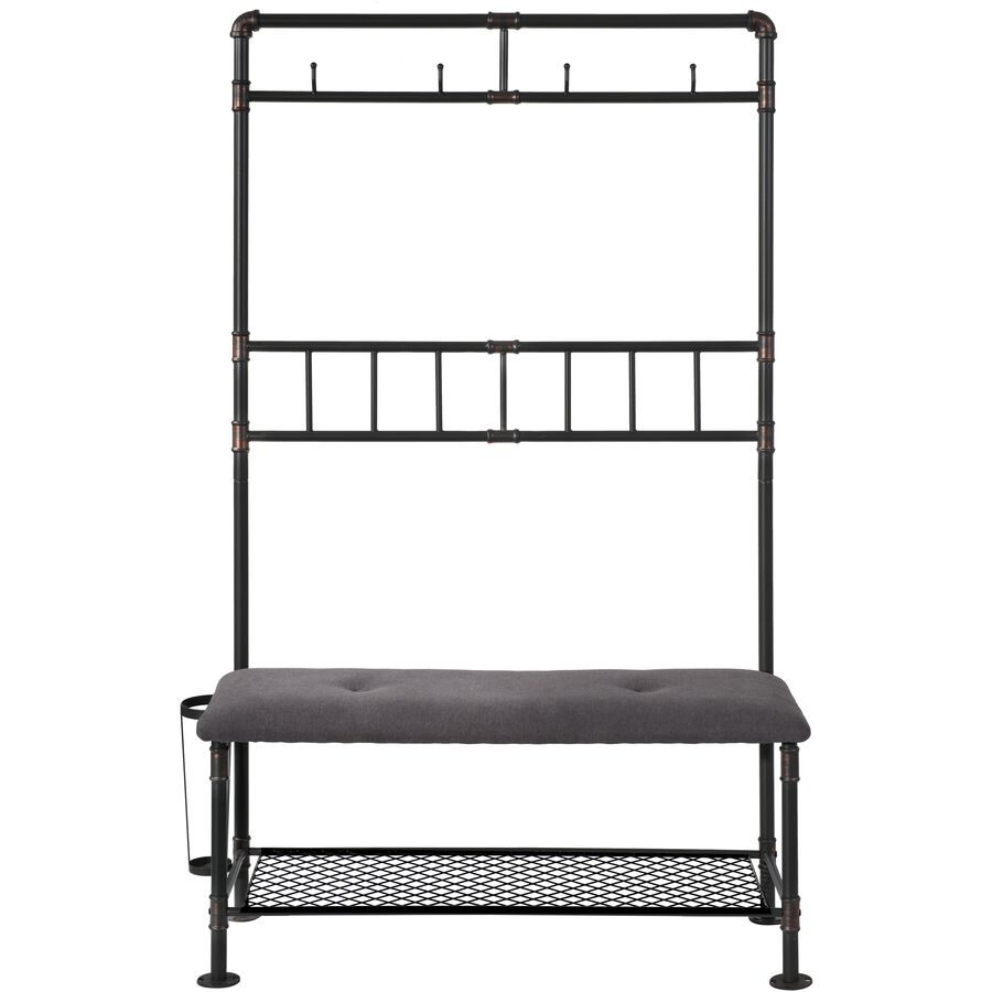 Garderobe Nael Schwarz Metall 114 cm 178 cm - Farbe: schwarz matt - Garderobe