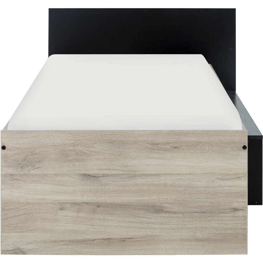Kompaktbett Björn Beige/Schwarz Holz 90 x 200 cm - Farbe: Eiche Dekor, Schwarz - Material: Holzwerkstoff - Kompaktbett
