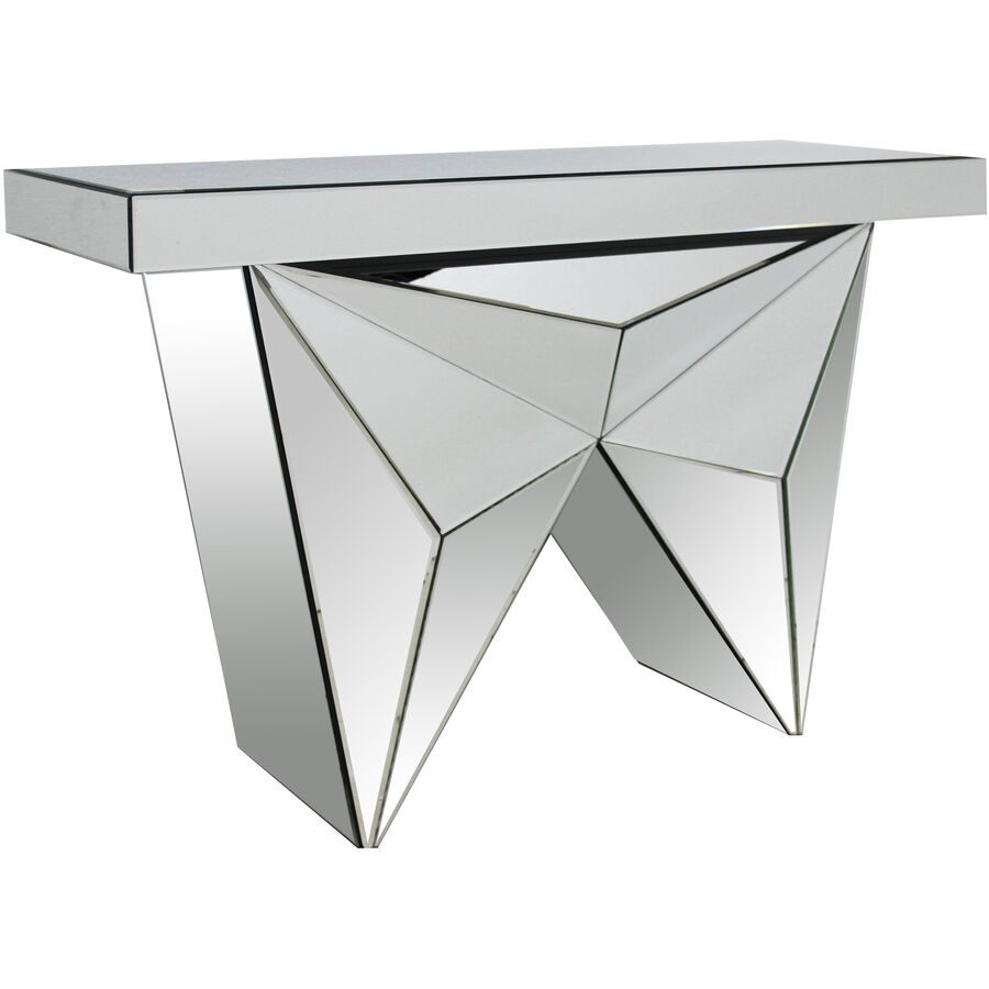 Konsole Roy Silber Glas/MDF 120 cm - Farbe: Spiegelglas - Material: Spiegelglas/MDF - Konsole