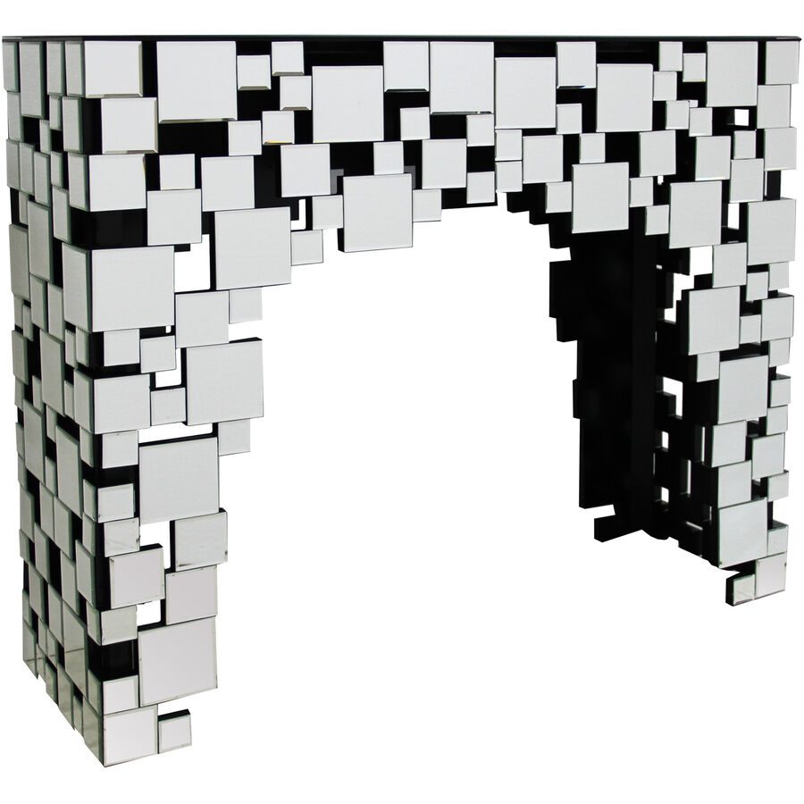 Konsole Roy Silber Glas/MDF 111 cm - Farbe: Spiegelglas - Material: MDF/Spiegelglas - Konsole
