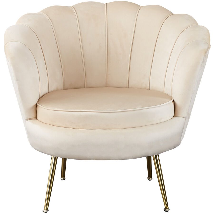 Sessel Pedro Beige/Gold Samt/Metall 76 cm 76 cm - Farbe: Beige, Gold - Material: Samt, Metall - Sessel