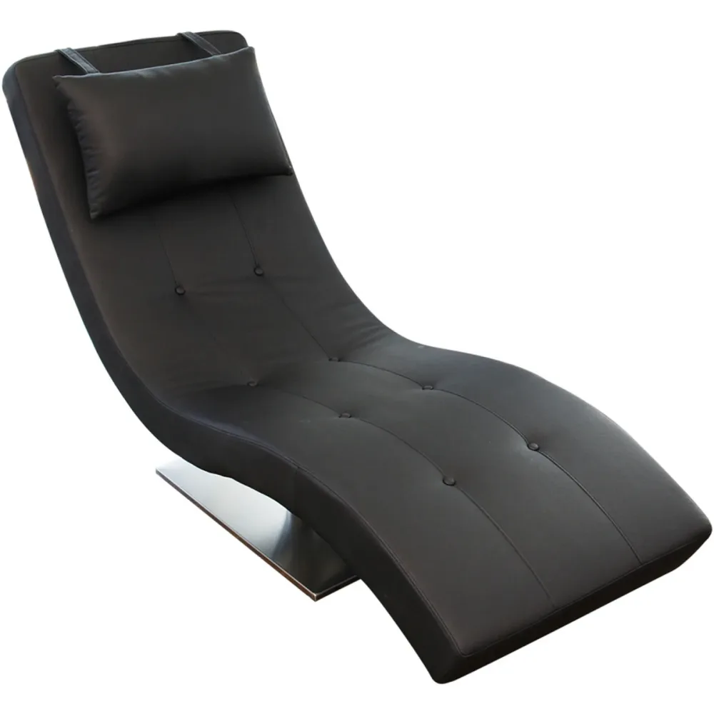 Liege Antur Schwarz/Silber Kunstleder/Metall 60 cm 170 cm - Farbe: Schwarz, Chrom - Material: Kunstleder, Metall - Liege