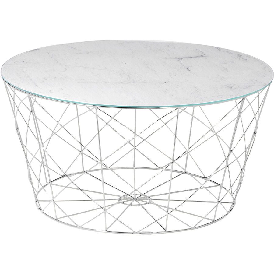 Salontisch Menage Classic Weiss/Silber Glas 80 cm - Farbe: Weiss, Silber - Salontisch