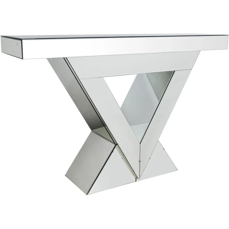 Konsole Roy Silber Glas/MDF 120 cm - Farbe: Spiegelglas - Material: MDF/Spiegelglas - Konsole