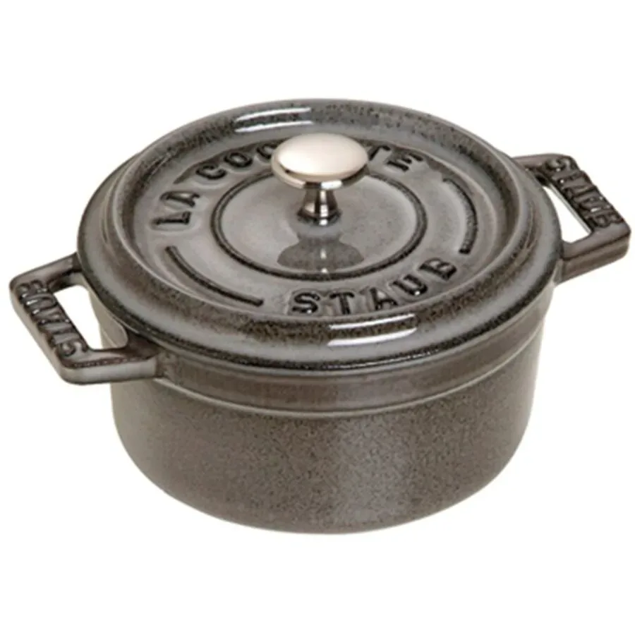 Mini Cocotte 10cm, rund, Grau, Gusseisen 0.25l