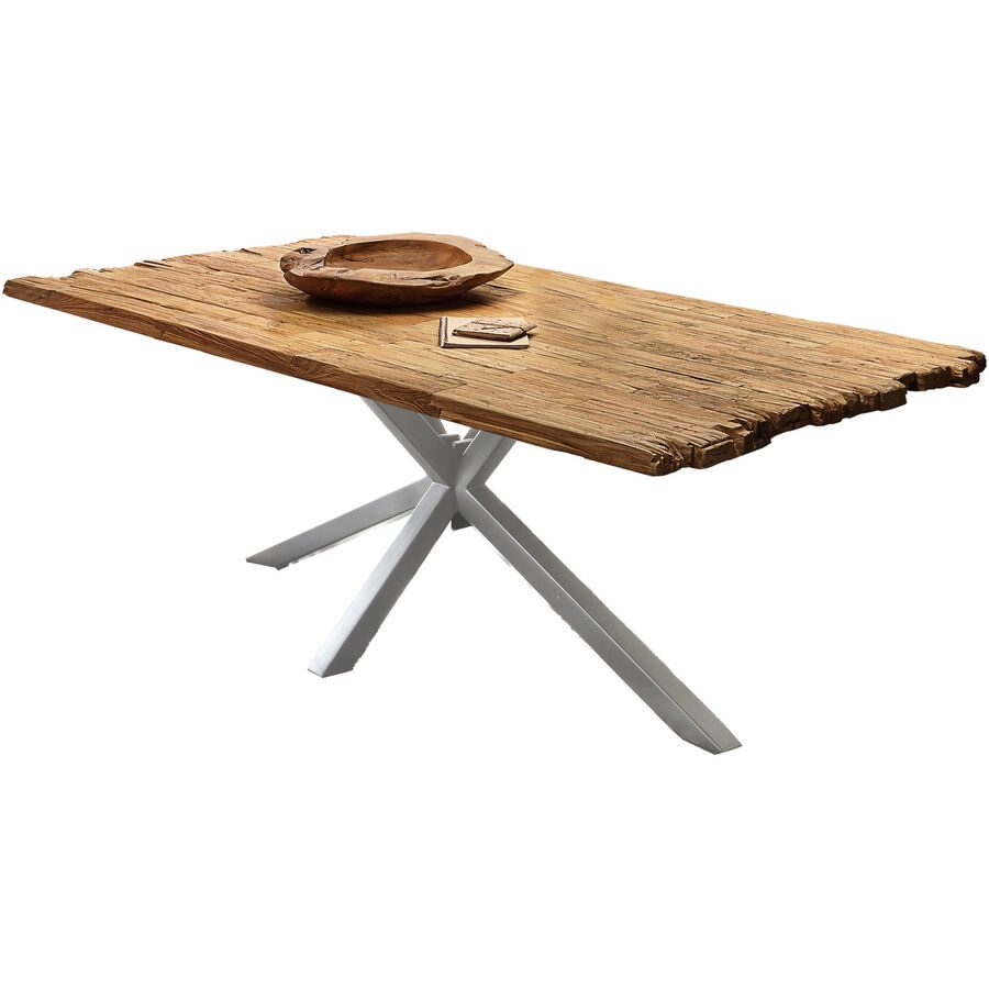 Esstisch Janosch Braun Holz 200 cm - Farbe: natur - Material: Recyceltes Teak massiv - Esstisch