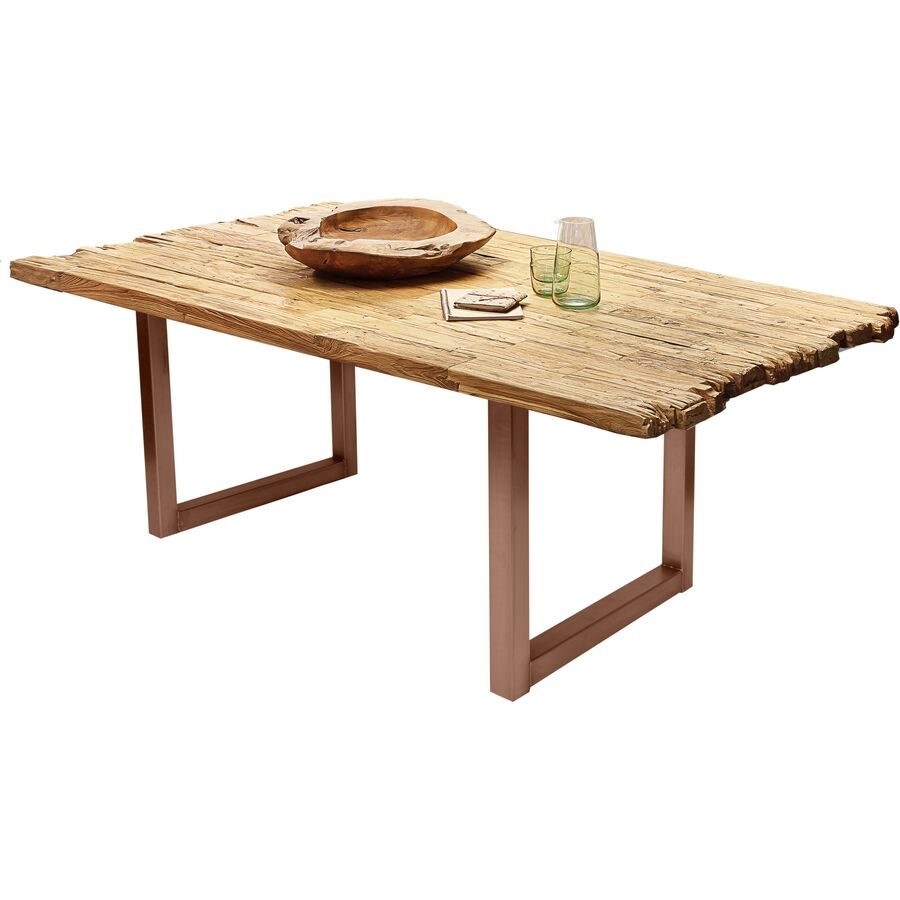 Esstisch Gordon Braun Holz 200 cm - Farbe: antikbraun - Material: Recyceltes Teak massiv - Esstisch
