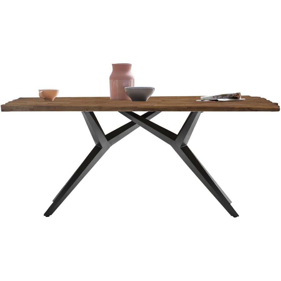Esstisch Gordon Schwarz Holz 200 cm - Farbe: Antikschwarz - Material: Recyceltes Teak massiv - Esstisch