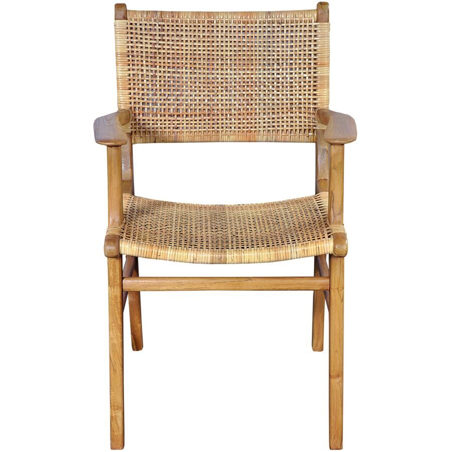 Armlehnstuhl Vivienne Braun Rattan/Holz 59 cm - Farbe: naturbraun - Material: Teak, Rattan - Armlehnstuhl