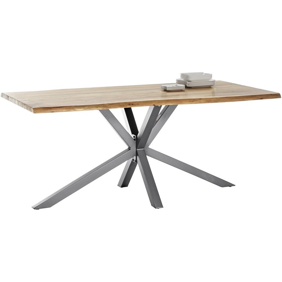 Esstisch Gordon Silber Holz 200 cm - Farbe: antiksilber - Material: Akazie - Esstisch