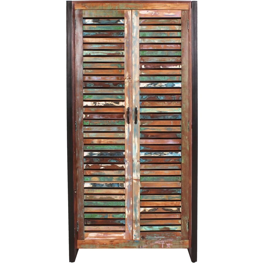 Schrank Neyla Mehrfarbig Holz/Metall 90 cm 180 cm - Farbe: Bunt - Material: Altholz/Metall - Schrank