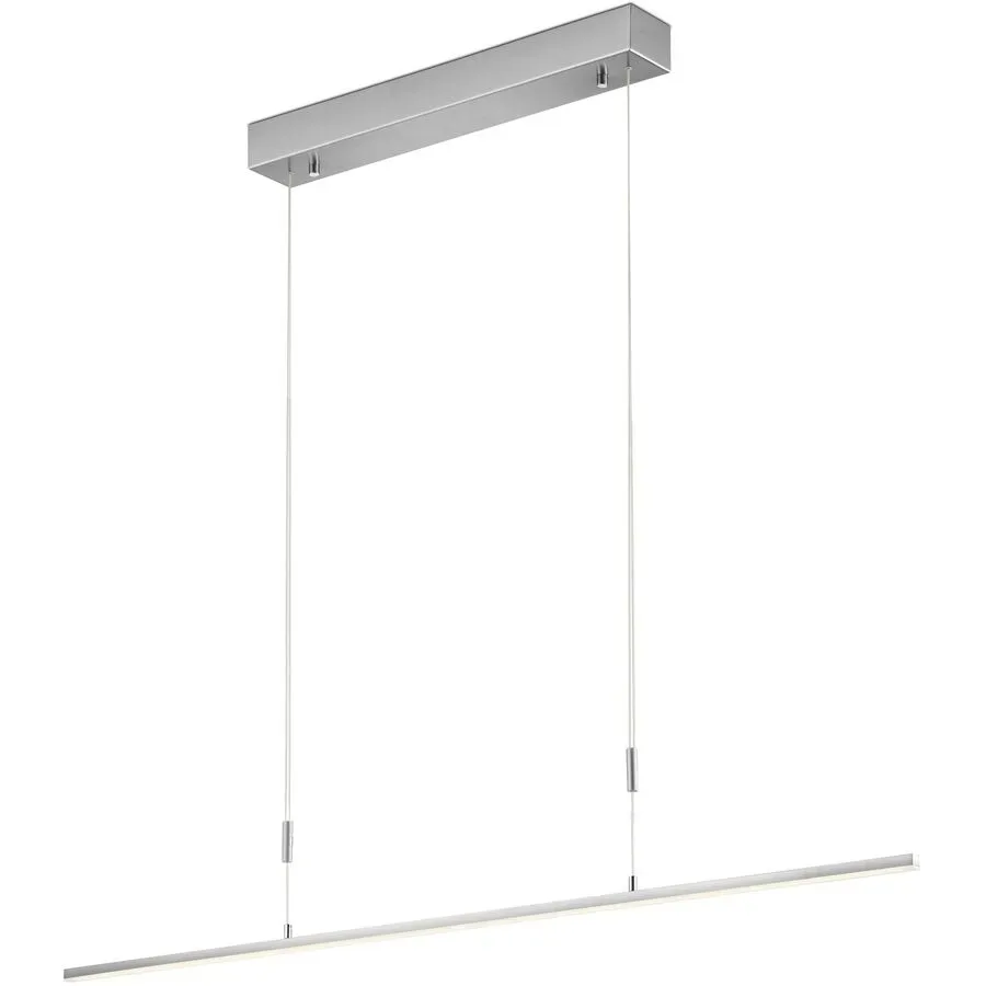 Bankamp Pendellampe Slim Grau Glas 98 cm 150 cm Höhenverstellbar (manuell) - Farbe: Nickel matt/Chrom abgesetzt - LED - Lichtfarbe: Extra warmweiss -