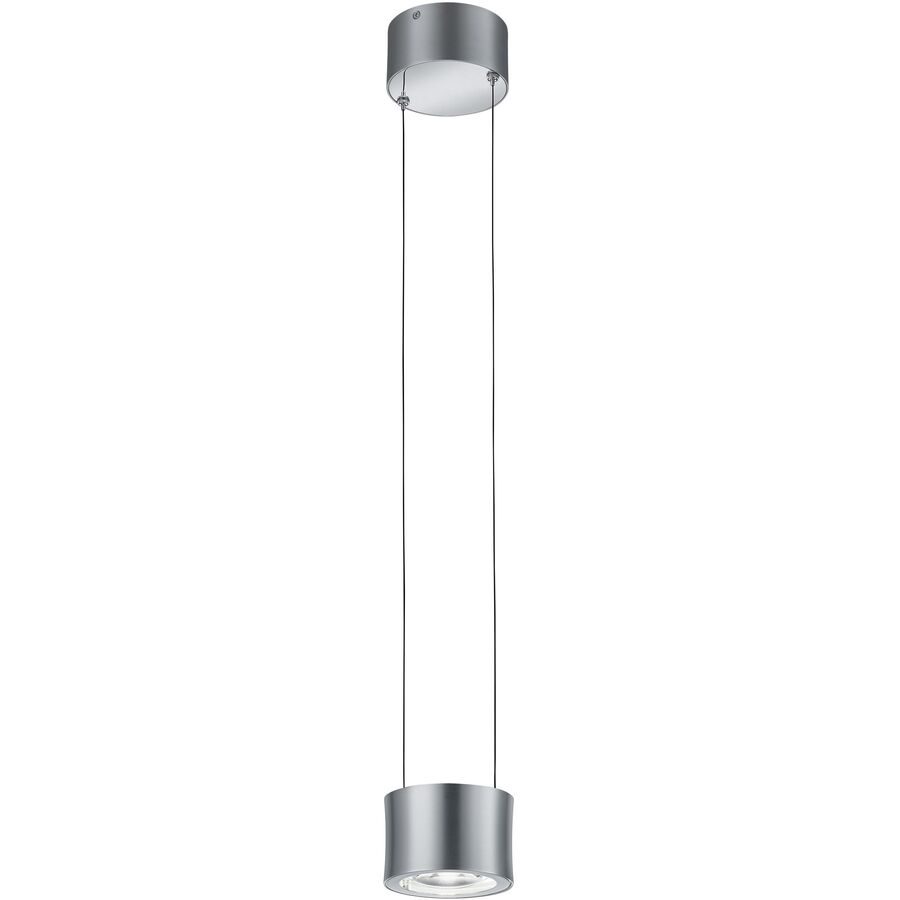 Designer-Pendellampe Bankamp Impulse Nickel matt 1-flammig - Farbe: Nickel matt mit Chrom abgesetzt - LED - Lichtfarbe: Extra warmweiss - Material: