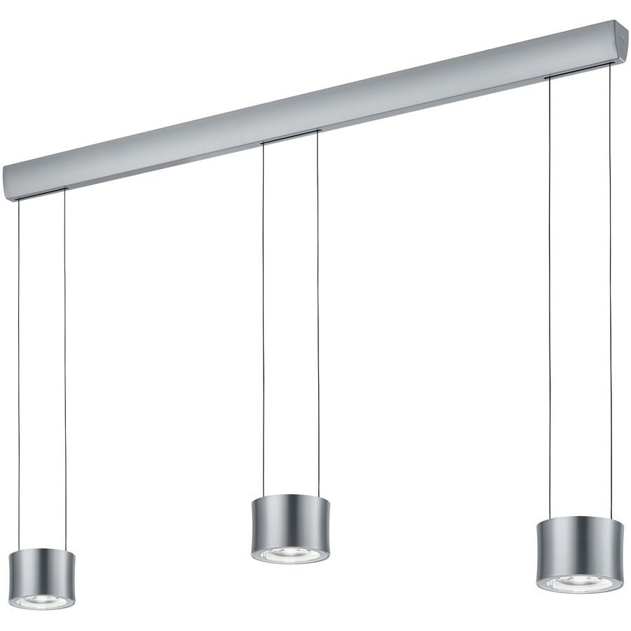 Designer-Pendellampe Bankamp Impulse Nickel matt 3-flammig - Farbe: Nickel matt mit Chrom abgesetzt - LED - Lichtfarbe: Extra warmweiss - Material: