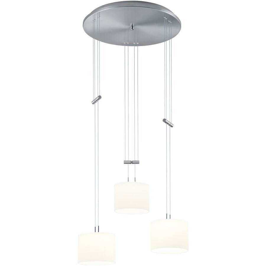 Designer-Pendellampe Bankamp Grazia Nickel matt 3-flammig dimmbar D 48 cm - Farbe: Nickel matt/Chrom abgesetzt - LED - Lichtfarbe: Extra warmweiss -