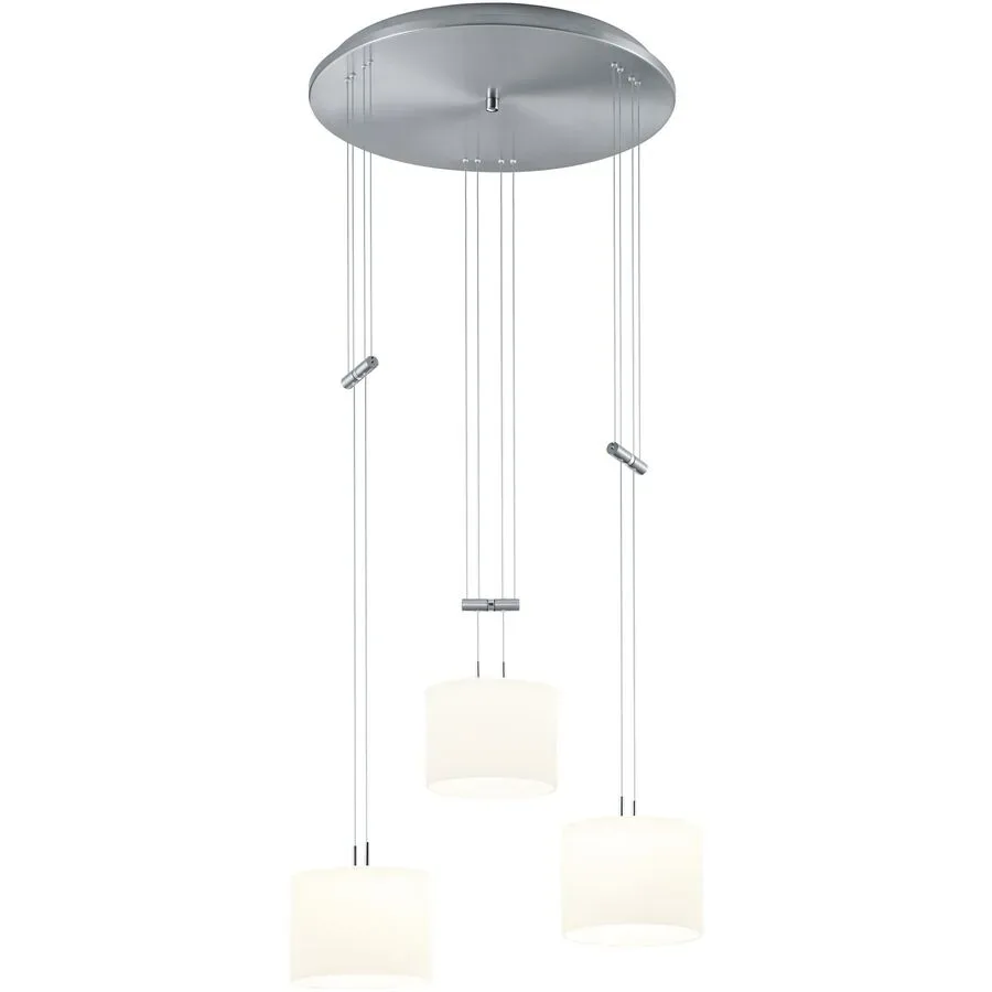 Designer-Pendellampe Bankamp Grazia Nickel matt 3-flammig dimmbar D 48 cm - Farbe: Nickel matt/Chrom abgesetzt - LED - Lichtfarbe: Extra warmweiss -