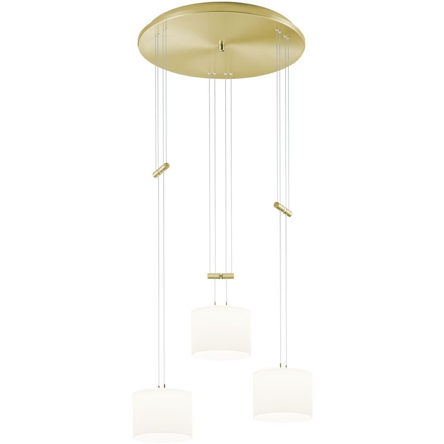 Designer-Pendellampe Bankamp Grazia Messing matt 3-flammig dimmbar D 48 cm - LED - Lichtfarbe: Extra warmweiss - Material: Glas -