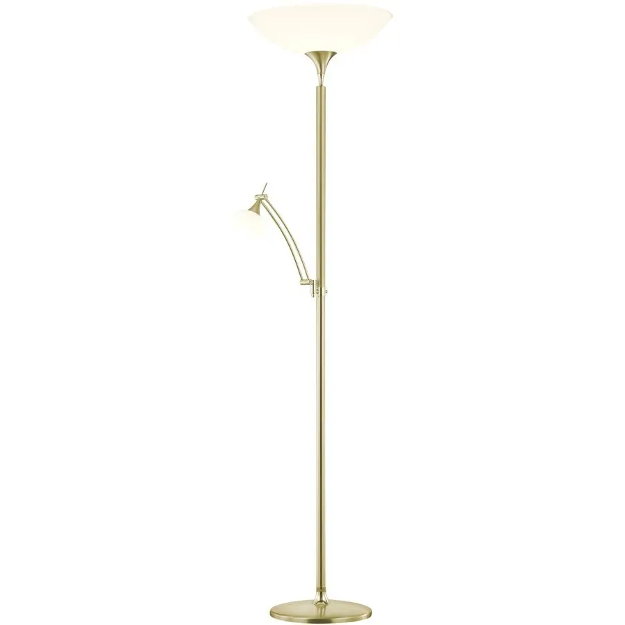 Designer-Steh/Leselampe Bankamp Opera Messing matt dimmbar H 180 cm - LED - Lichtfarbe: Extra warmweiss - Material: Glas - Designer-Stehlampe- LED