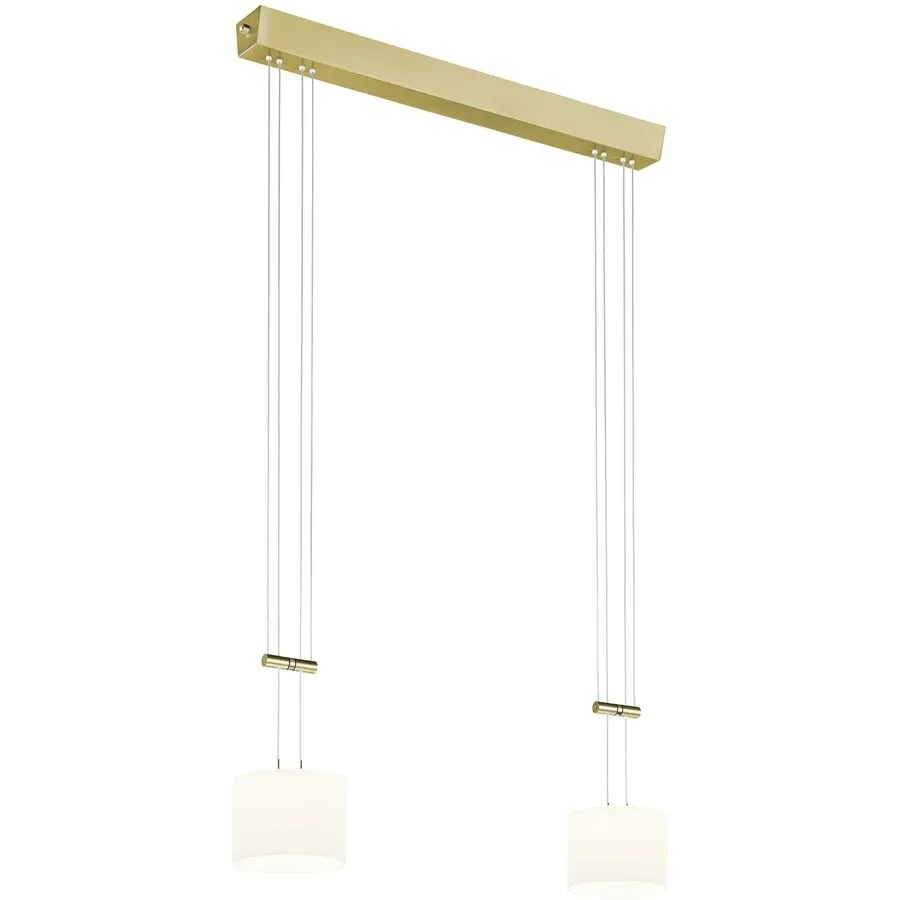 Designer-Pendellampe Bankamp Grazia Messing matt 2-flammig dimmbar - LED - Lichtfarbe: Extra warmweiss - Material: Glas - Designer-Pendellampe- LED