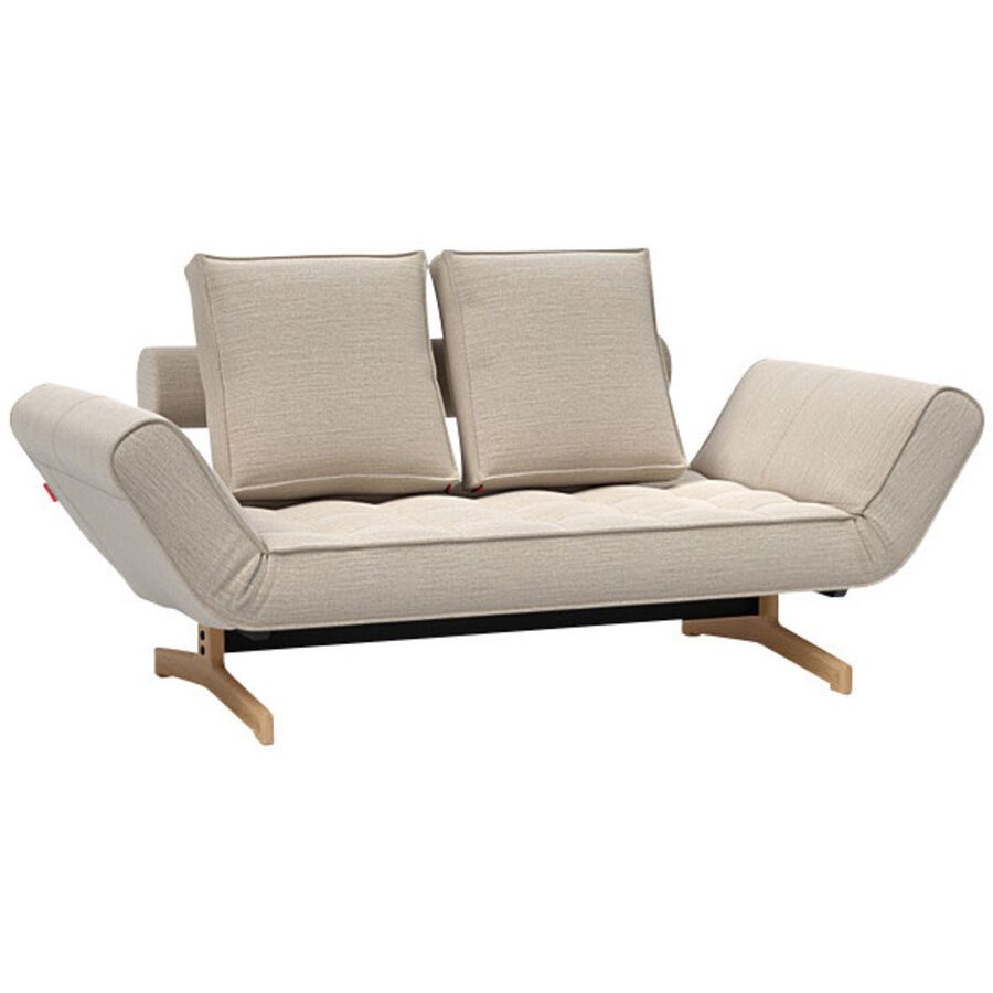 Innovation Bettsofa Ghia Beige/Braun Stoff/Holz/Metall 210 cm 80 cm - Farbe: Sand, Natur - Material: Stoff, Holz, Metall - Bettsofa