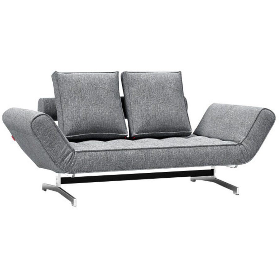 Innovation Bettsofa Ghia Grau/Silber Stoff/Metall 210 cm 80 cm - Farbe: Grau, Silber - Material: Stoff, Metall - Bettsofa