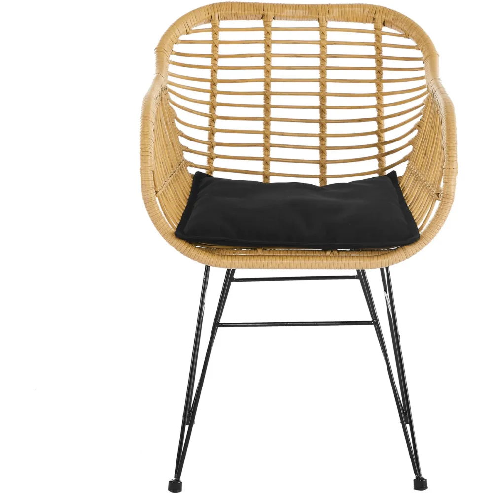 Moderner Sessel 2er-Set Veit Kunstrattan natur, schwarz B 58 cm T 59 cm H 80 cm - Farbe: natur/schwarz - Sessel 2er-Set
