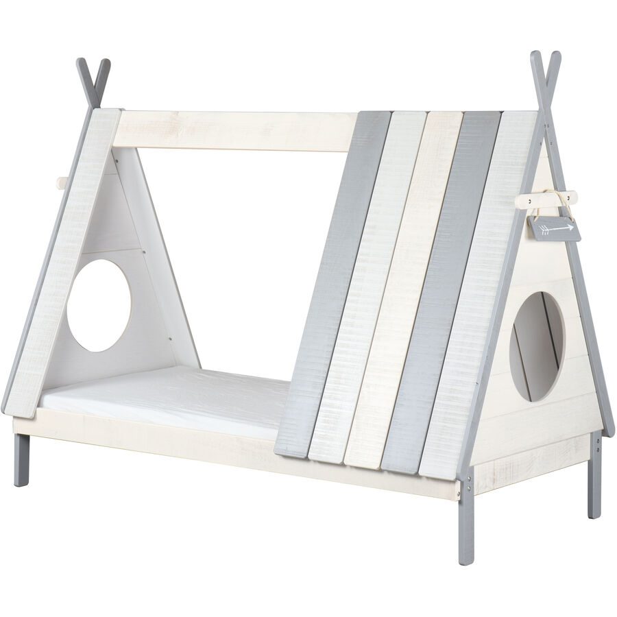 Kinderbett Jano Weiss/Grau MDF 90 x 200 cm - Farbe: Weiss, Grau - Kinderbett